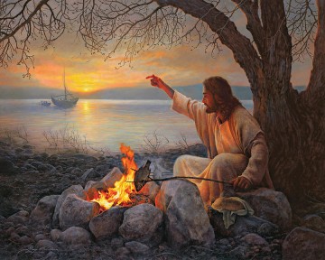 Jesucristo asando pescado Pinturas al óleo
